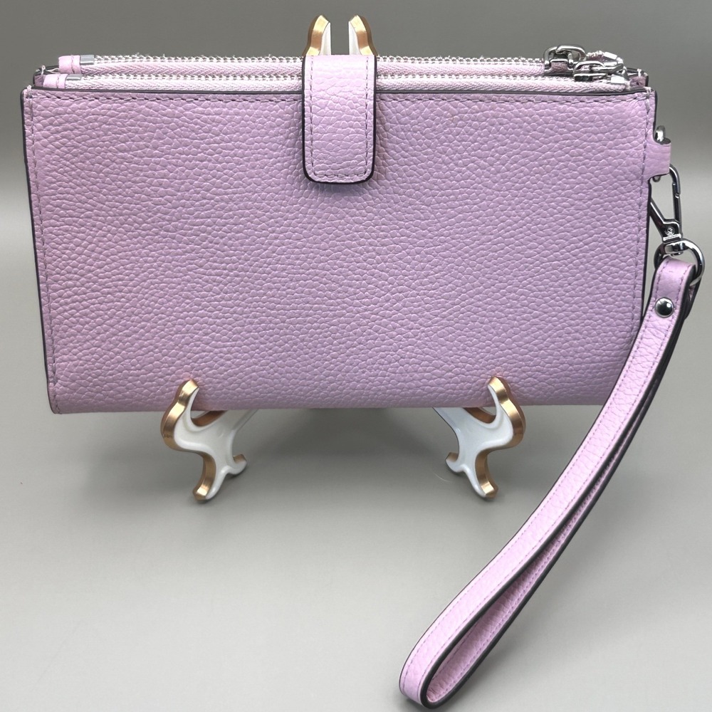 MICHAEL Michael Kors Adele Double-Zip Pebble Leather Phone Wristlet Lilac Pink - Picture 4 of 14